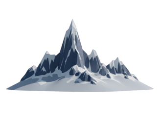Majestic Snow Capped Mountain Peak Landscape With Jagged Ridges And Snowy Slopes On Black Background Dramatic Digital Art Illustration