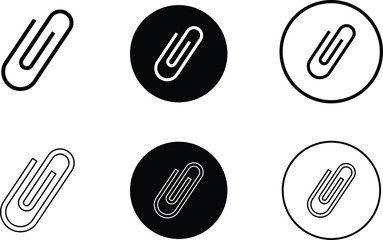 Illustration of six paperclip icon set in different styles