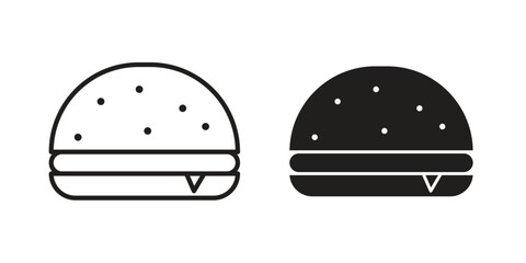 Cheese burger icons Concepts. black solid and line stroke designs for web and app use