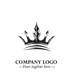 Elegant Black Crown Logo Symbol on a Clean White Background for Premium Branding Design