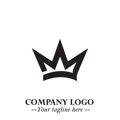 Obraz premium Elegant Black Crown Logo Symbol on a Clean White Background for Premium Branding Design
