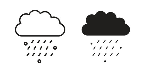 Cloud hail icons Concepts. black solid and line stroke designs for web and app use