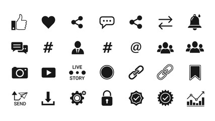 Set of Social Media and User Interface Icons for Web and Mobile Application Design