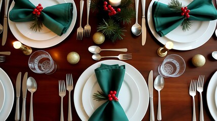 place setting for christmas dinner