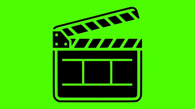 action illustration movie silhouette cinema logo video icon green outline screen production film video camera clapper clapperboard scene board shape and vector graphic background