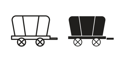 Covered wagon icons Concepts. black solid and line stroke designs for web and app use © Raj