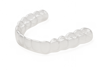 Clear aligner solution for teeth straightening, invisible removable orthodontic plastic tray, transparent background