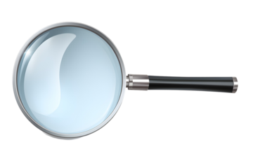 Classic Magnifying Glass with Silver Handle and Clear Lens Isolated on White for Search Discovery and Zoom Concepts