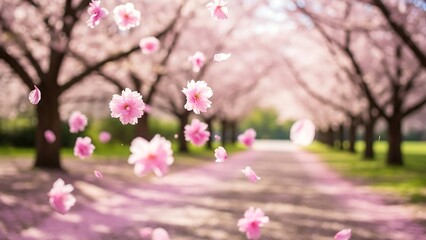 Enchanting Cherry Blossom Path - A Dreamy Springtime Escape.
