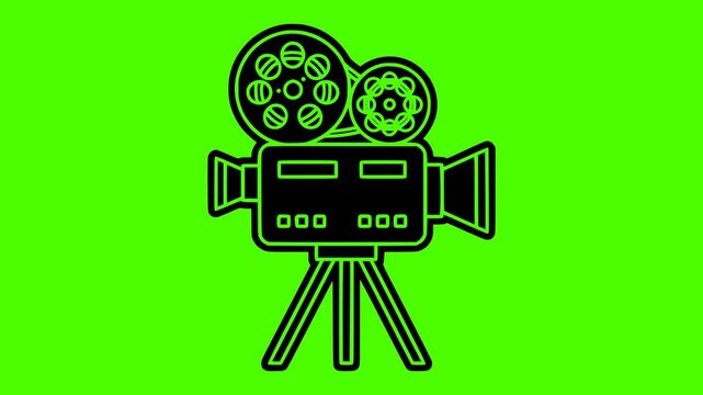 film illustration camera silhouette cinema logo video icon green outline screen movie photo picture retro vintage black frame old shape for vector graphic background