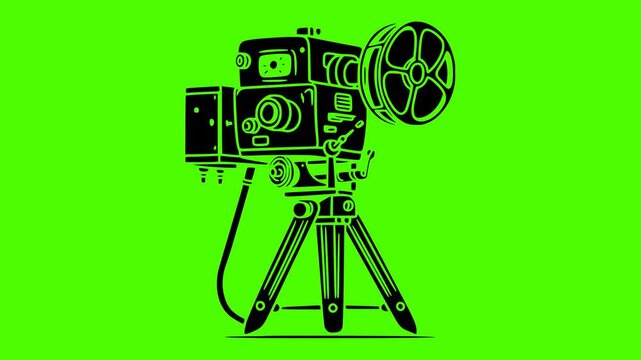 film illustration camera silhouette cinema logo video icon green outline screen movie photo picture retro vintage black frame old shape for vector graphic background