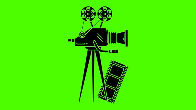 film illustration camera silhouette cinema logo video icon green outline screen movie photo picture retro vintage black frame old shape for vector graphic background