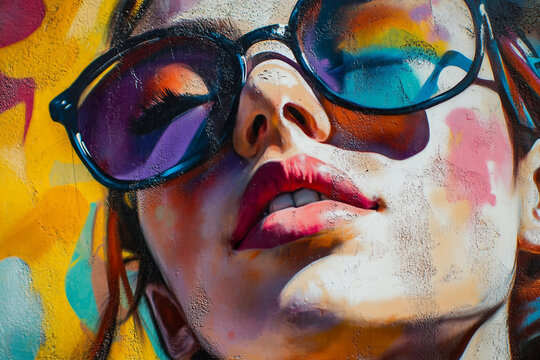 Vibrant street art and open air mural artist with colorful graffiti background showcasing urban creativity and expression, generative ai - Powered by Adobe