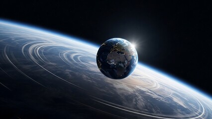 Earth with Rings - A Stunning View from Space.