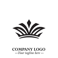 Elegant Black Crown Logo Symbol on a Clean White Background for Premium Branding Design