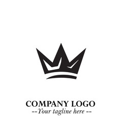 Obraz premium Elegant Black Crown Logo Symbol on a Clean White Background for Premium Branding Design