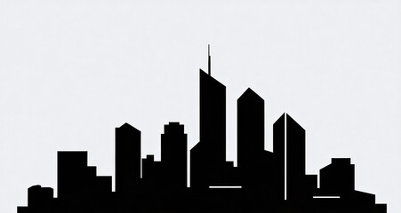 Minimalist Urban Skyline Silhouette: Black and White Modern City Vector Art