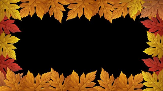 Autumn colorful leaves thanksgiving leaf frame animation with alpha channel