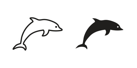 Dolphin icons Concepts. black solid and line stroke designs for web and app use