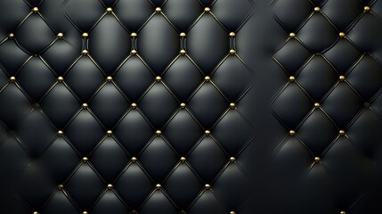 Obraz premium Elegant black quilted leather texture background with golden accents