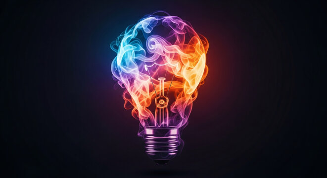 light bulb on dark background