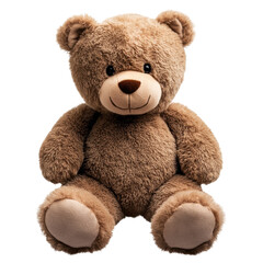 Obraz premium This cuddly teddy bear sits upright with a friendly smile, ideal for hugs and companionship for kids at any time.