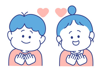子ども　表情　イラスト　男女　安心　ポーズ