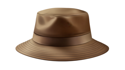 A stylish brown hat designed for outdoor use, offering protection from the sun and rain. Perfect for camping or hiking.