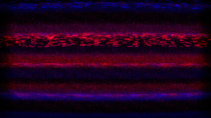 This retro aesthetic mimics vintage VHS tapes and 1980's broadcast errors, combining visual noise, signal distortion, and digital corruption.