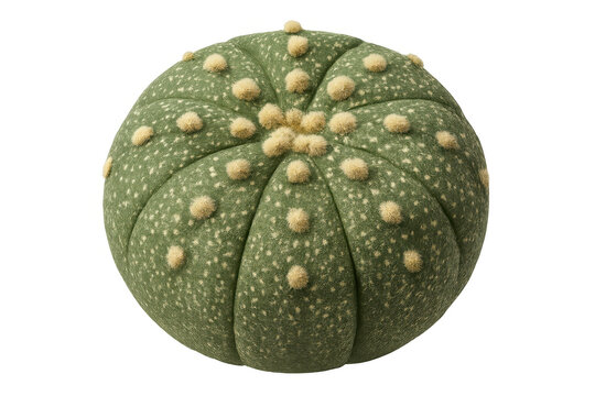 Astrophytum asterias cactus, a star cactus succulent plant, on transparent background for botanical or decor design