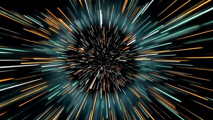Abstract radial light burst creating dynamic motion effect with colorful streaks converging toward center forming energetic cosmic visual pattern - Powered by Adobe