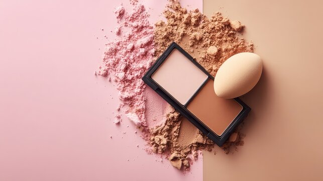 Achieve flawless skin with luxurious makeup palette and blending sponge, perfect for beauty tutorials and cosmetic product displays, a must have for every makeup artist