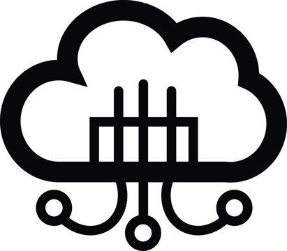 Tech Cloud Integration Icon, Cloud Computing Interface An illustration of a heart symbol using logovectors, the digital cloud circuit symbol, Cloud Data Connectivity Vector, and CloudTech Network Icon
