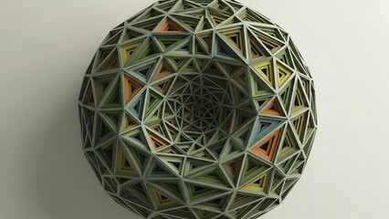 Geometric Sphere Sculpture - A Complex Interplay of Lines and Colors.