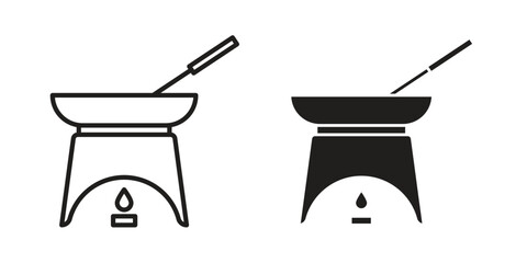 Fondue pot icons Concepts. black solid and line stroke designs for web and app use
