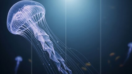 Graceful Jellyfish Drifting in the Deep Blue Ocean Waters.