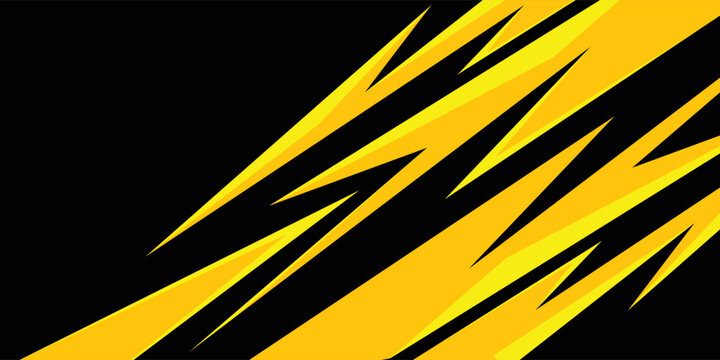 Abstract dynamic yellow and black speed stripes racing background for car decal