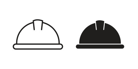 Hard hat icons Concepts. black solid and line stroke designs for web and app use