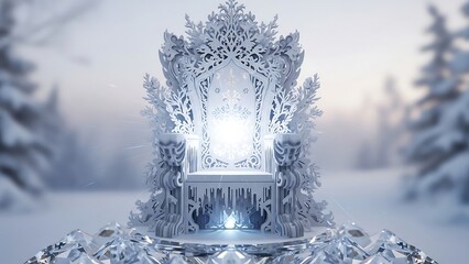 Ice Throne in Winter Wonderland - A Frozen Fantasy Scene.