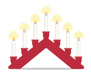 Advent candle sticks. Traditional Swedish electric light source, placed at indoor windows in December, before Christmas.