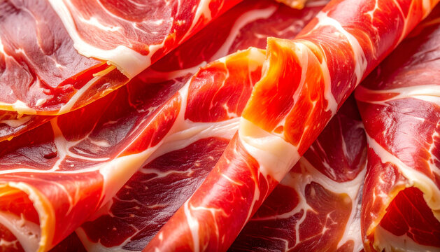 Close-Up Marbling Texture of Jamon Iberico