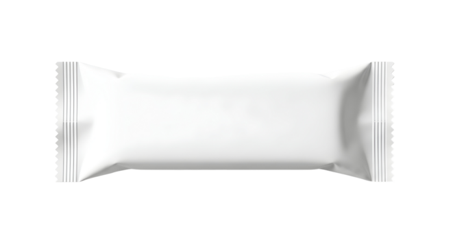 Blank White Wrapper for Snack Bar or Candy, Isolated on White Background