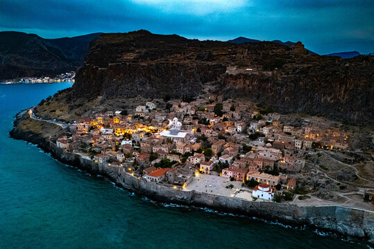 Aerial view of Monemvasia, a town in Laconia, Greece - Powered by Adobe