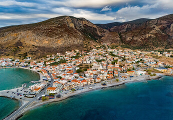 Aerial view of Monemvasia, a town in Laconia, Greece