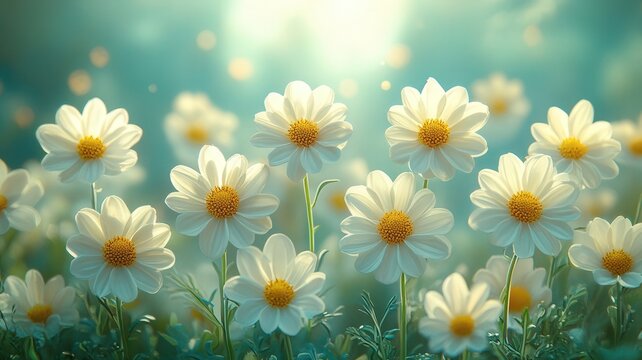 white daisies in a field - Powered by Adobe