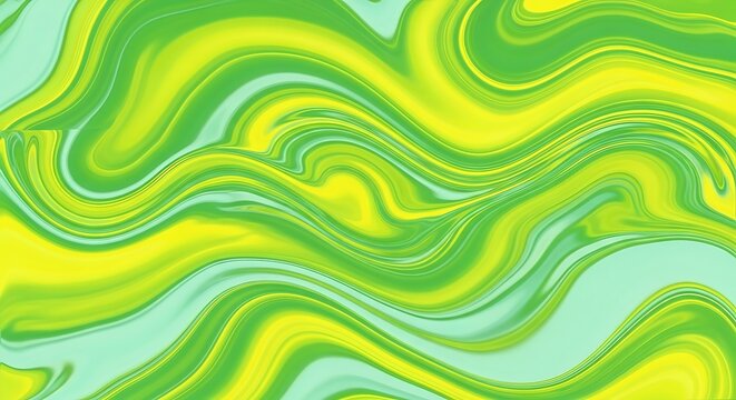 Vibrant abstract background with swirling patterns in bright lime green, yellow, and light cyan colors