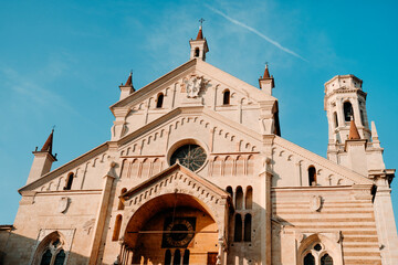 sunlight over the facade of the Duomo di Verona