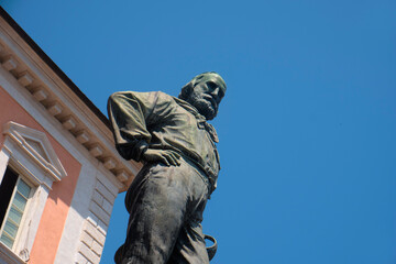 close view of the Garibaldi statue in Pisa, Italy
