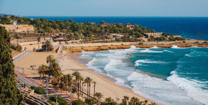 Platja del Miracle beach in Tarragona, Spain