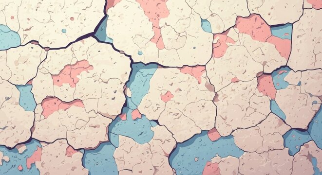 Cracked plaster texture with faded pastel colors abstract background - Powered by Adobe